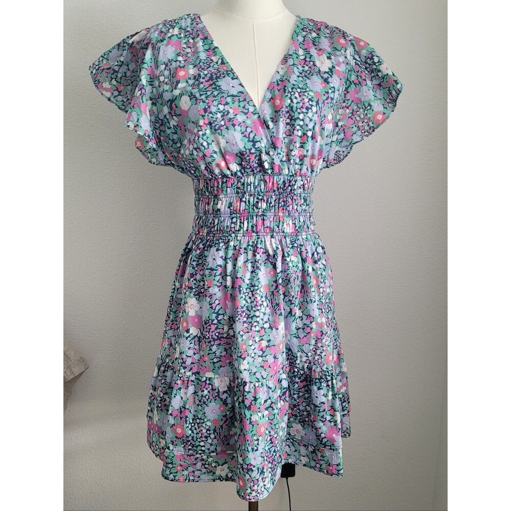 Rails Kimora Cotton Floral Smocked Tie Back Mini XS Cottagecore Sun Dress Brunch